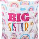 Buryeah 60" x 50" Sisters Gift Big Sister Blanket Soft Warm Flannel Throw Blanket Pastel Rainbow Sis to Be Announcement New Big Sis Gift for Baby Shower Birthday Party Supplies