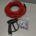 Sewer Jetter Kit for Pressure Washer 50 FT, Drain Cleaner Hose with Power Washer Gun, 1/4 Inch NPT Corner, Rotating and Button Nose Sewer Jetting Nozzle,Waterproof Tape, Pearl Corsage Pin, Spanner