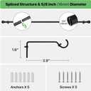Black Curtain Rods for Windows 48 to 84, Adjustable Curtain Rod Set with Brackets Easy Install, Decorative Slender 5/8 Diameter Drapery Rod, Heavy Duty Drape Pole for Bedroom, Living Room