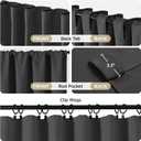 Joydeco 90 Inch Blackout Curtains for Bedroom, Thermal Insulated Black Out Curtains 2 Panels Set, Room Darkening Drapes for Living Room Window Rod Pocket Back Tab (W52 x L90 Inch, Dark Grey)