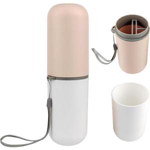 2 x Travel Toothbrush Holder,Portable Toothbrush Holders for Couples,Multifuction Toothbrushes Toothpaste Set for Traveling, Camping, Business Trip and School (1, Pink/White)
