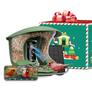 Birdfy 2 Smart Bird Feeder with Camera, AI Identifies 6000+ Bird Species, Dual-Lens 2K+1080P Camera for Live Streaming & Close-Up Photos, Solar-Powered Backyard Birdwatching Gift for Christmas