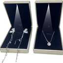 2Pcs LED Pendant Necklace Box Stud Earring Jewelry Gift Box Diamond Jewelry Display Case for Proposal Valentine's Day Wedding Anniversary Birthday (Gold)