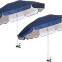 AMMSUN XL Chair Umbrella with Universal Clamp Adjustable 47 inches and 360-degree Swivel UPF 50+, Portable Clamp on Camping or Beach Chair, Stroller, Wheelchair, Golf cart, Navy Blue, 2 PACK