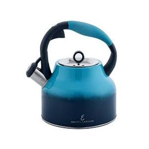 Emeril Lagasse 2.6 Quart/2.5 Liter Whistling Tea Kettle, Stainless Steel Tea Pot for Induction Stove Top, Fast to Boil Water for Home Kitchen Condo, with Ergonomic Cool Grip Handle, Turquoise