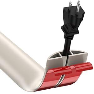 CrocSee 6ft Self-Adhesive Floor Cord Cover for Wires, Low Profile Cord Hider Cable Management, Trimmable PVC Cord Protector - Cord Cavity = 0.47" (W) x 0.29" (H) - Beige
