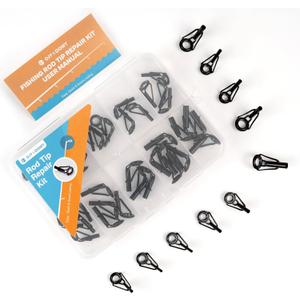 OJY&DOIIIY Fishing Rod Tip Repair Kit with Glue,Complete Supplies for Fishing Pole Tip Replacement Parts with Fishing Rod Epoxy,Top Eyelets and Wrapping Thread