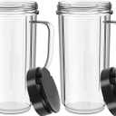 2 Pack Magic Bullet Blender Cups Tall 22oz Cup with Flip Top To-Go Lid Replacement Part Cup Mug with Handle Compatible with 250w MB1001 Magic Bullet Mugs & Cups Blender Milk Juicer Mixer Accessories