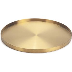 Gold Stainless Steel Round Jewelry and Make up Organiser/Candle Plate Decorative Tray (12.6 inches)