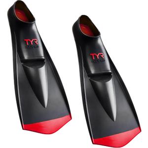 TYR Flexfin 2.0 Rubber Swim Fins - Adult Swimming Gear for Pool Lap Swimming, Training - Blade Fins Promote Proper Movement Through Legs and Feet - 100% Rubber - Color Coded - M, Black