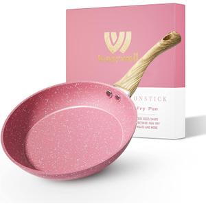 Innerwell 8-Inch Pink Nonstick Egg Pan, PFOA-Free Stone Cookware Skillet, Induction Compatible