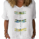 Womens Floral Plants Shirts Summer Short Sleeve Tops Cotton Linen Tshirt Trendy Boho Flower Graphic Tee Tops M