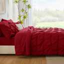CozyLux Queen Comforter Set Dark Red, 7 Pieces Pintuck Bed in A Bag, Premium Red Comforter Queen Size, Pinch Pleat Bedding Sets with Comforter, Sheets, Pillowcases & Shams