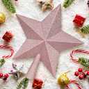 Christmas Tree Top Ornament, 10" Rose Gold Christmas Star Tree Topper, Large Xmas Glitter 3D Bethlehem Tree Topper Ornament, Waterproof Holiday Christmas Tree Topper Star for Home Indoor Outdoor