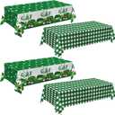 QIYANPAX 4 Pack Golf Party Tablecloths Green Gingham Tablecloth and Golf-Themed Plastic Table Covers Disposable Tablecloths for Birthday Outdoor Party Decorations, 54 108 Inch