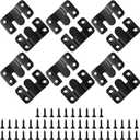 12PCS 2.09 x 1.18 inch Black Flush Mount Bracket Stainless Steel Interlock Hanging Buckle Z Clips Headboard Wall Mounting Brackets French Cleat Picture Hanger Heavy Duty with 48PCS Screws