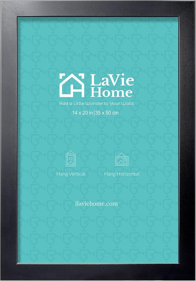 LaVie Home 14 x 20 Picture Frame Black, 14 By 20 Poster Frame for Wall Decoration, Classic Black Minimalist Style Suitable for Decorating Houses, Offices, Hotels, Puzzles Posters Photos or Artwork1