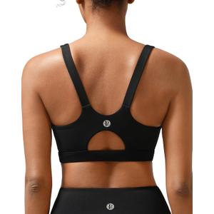 RUNNING GIRL Sports Bra for Women High Support, Molded Cup High Impact Sports Bras for Women Workout Yoga Bra (Large, Black)