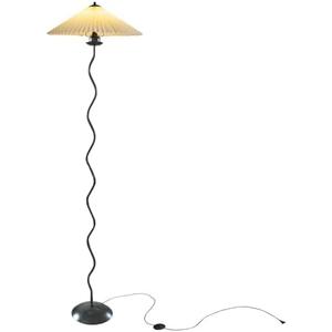 DYUEXI Pleated Floor Lamp, 3 Color Dimmable Floor Lamp with Remote Control, Retro Bedside Atmosphere Table Lamp for Bedroom, Living Room, Office (Beige)