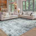 Area Rugs 8x10 Living Room Rugs: Large Modern Abstract Washable Rug with Non-Slip Backing, Thin Carpet for Dining Room Table Bedroom Nursery Indoor Home Office-Black (8' x 10')