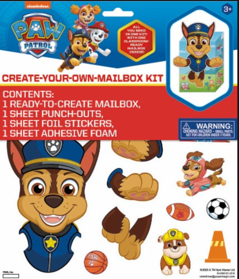 Paw Patrol Mailbox is fun for Valentines day, Create Your Own Mailbox Kit, Pack of 3