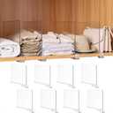 Adjustable Closet Shelf Dividers 8 Pack - Acrylic Vertical Organizer for Cabinets, Kitchen, Pantry (Clear)
