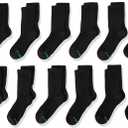 Hanes Boys' Socks, Double Tough Cushioned Crew Socks, 12-pair Packs (Large, Black)
