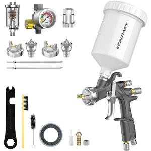 InoKraft D1 LVLP Air Spray Gun Premium Kit, Easy to Use, Paint Gun for Cars & House DIY Painting, 1.3/1.5/1.7mm Nozzles, with Paint Sprayer Accessories (LVLP Spray Gun Premium Kit)