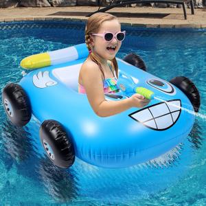 FiGoal Inflatable Fire Boat Pool Float for Kids with Built-in Squirt Gun Swimming Float Seat Boat Fun Swim Toy Pool Swim Float for Toddler Water Fun Summer Beach Floaty Toys