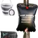 Portable Shower for Camping, Outdoor Camping Shower Bag 5 Gallon/20L, Waterproof Shower Bag with Collapsible Water Bucket, Shower Kit for Hiking, Car Travel, Picnic, Climb, Beach Trips