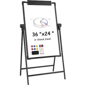 MaxGear Easel Whiteboard with Stand, Height Adjustable Dry Erase Board, 36'' x 24'' Whiteboard + A-Shaped Stand