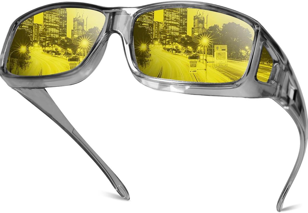 Night Driving Glasses Night Vision Glasses Fit Over Glasses Polarized Anti-Glare UV400 Gift for Men Women