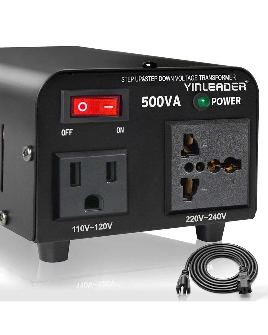Yinleader 500W Voltage Transformer Power Converter(110V to 220V, 220V to 110V) Step Up/Down Converter 110/120 Volt  220/240 Volt w/US Power Cord [300W Continuous Power]