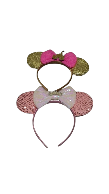 DRESHOW Mouse Ears Bow Headbands Minnie Ears Headband Glitter Party Decoration Cosplay Costume for Women, Pack 2