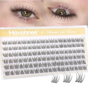 Mavphnee Natural Lash Clusters Clear Band Cluster Eyelash Extensions 8-10-12MM Short Eyelash Clusters DIY Cluster Lashes Pack So Real & No Corner Lift (CC Curve, 108PCS)