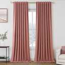 Nanspring Canyon Rose 100% Blackout Linen Curtains 96 Inches Long for Bedroom Back Tab Thermal Insulated Modern Boho Decor Black Out Girl Curtain for Living Room Dining Room Drapes 52x96, 2 Panels