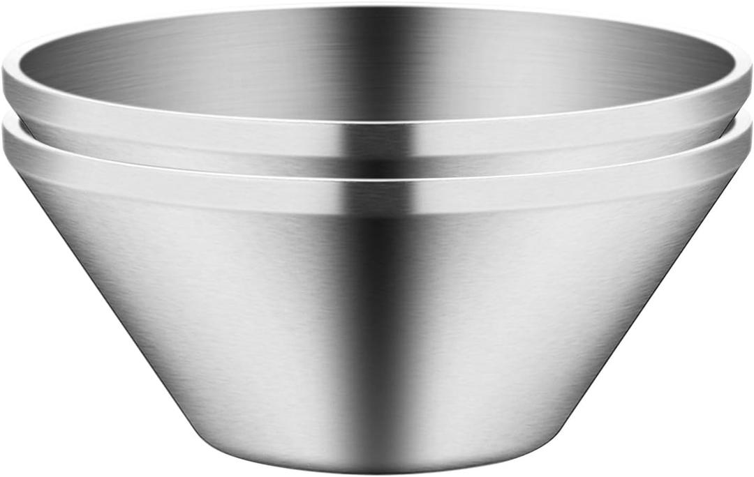IMEEA Soup Bowls 40 OZ Large Deep Stainless Steel Bowls Set of 2 Durable Metal Bowls for Ramen Pasta Salad Serving Kitchen (7.9 Inch(40 Ounce))