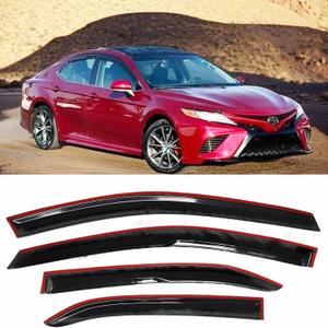 Side Window Visor Vent Deflectors Rain Guards for 2018-2024 Toyota Camry, Wind Vent Sun Shade Tape On Car Window Shades, Smoke Tint 4pcs
