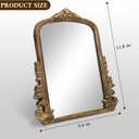 Vintage Gold Makeup Desk Mirror, Antique Traditional Vanity Table Mirror, Small Carved Arched Standing Mirrors, Adjustable Dress-up Mirrors for Tabletop, Standing or Hang, 11.8" L x 9.6" W