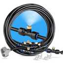 HOMENOTE Misting Cooling System, 26FT (8M) Misting Line + 7 Brass Mist Nozzles + Brass Adapter(3/4") Outdoor Mister for Patio Backyard Garden Greenhouse