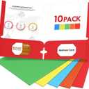 Folders with Pockets, 2 Pocket Folders (10 Pack, Assorted Colors), Paper Folders with Pockets, 3 Hole Punched with Business Card Slot, Letter Size, File Folders for School Office Home
