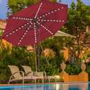 EliteShade USA 10-Year-Non-Fading 9ft 3-Tier Market Patio Umbrella, Commercial Table Umbrella with 80 Solar LED Lights, Crank Open, Windproof & UPF 50+ UV Protection for Garden, Deck, Pool, Backyard, Burgundy