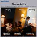 ELEGRP Slide Dimmer Light Switch, Universal Dimmable LED Lighting Control, Single Pole or 3 Way Dimmer Switches for Led Lights, Wall Plate Included, UL Listed, 10 Pack, Matte White