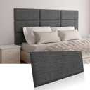 Upholstered Wall Mounted Headboard, Acoustic Panel, Peel and Stick Wall Padding, Dark Grey Dorm Towel Fabric, 6-Pack