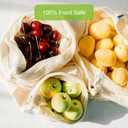 Reusable-Cotton-Mesh-Produce-shopping-Bags-Washable Eco Friendly Premium See Through Lightweight Net zero Bulk Bags for Veggie Fruit Vegetable Grocery Storage (9 Packs)