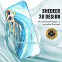 SHEDEER for Samsung Galaxy S24 Case with Glitter Camera Protector & Screen Protector, Samsung S24 Case Chic Anti-Yellowing Pattern, Shockproof Drop Protection Phone Cover S24 6.2'', Starlight Blue