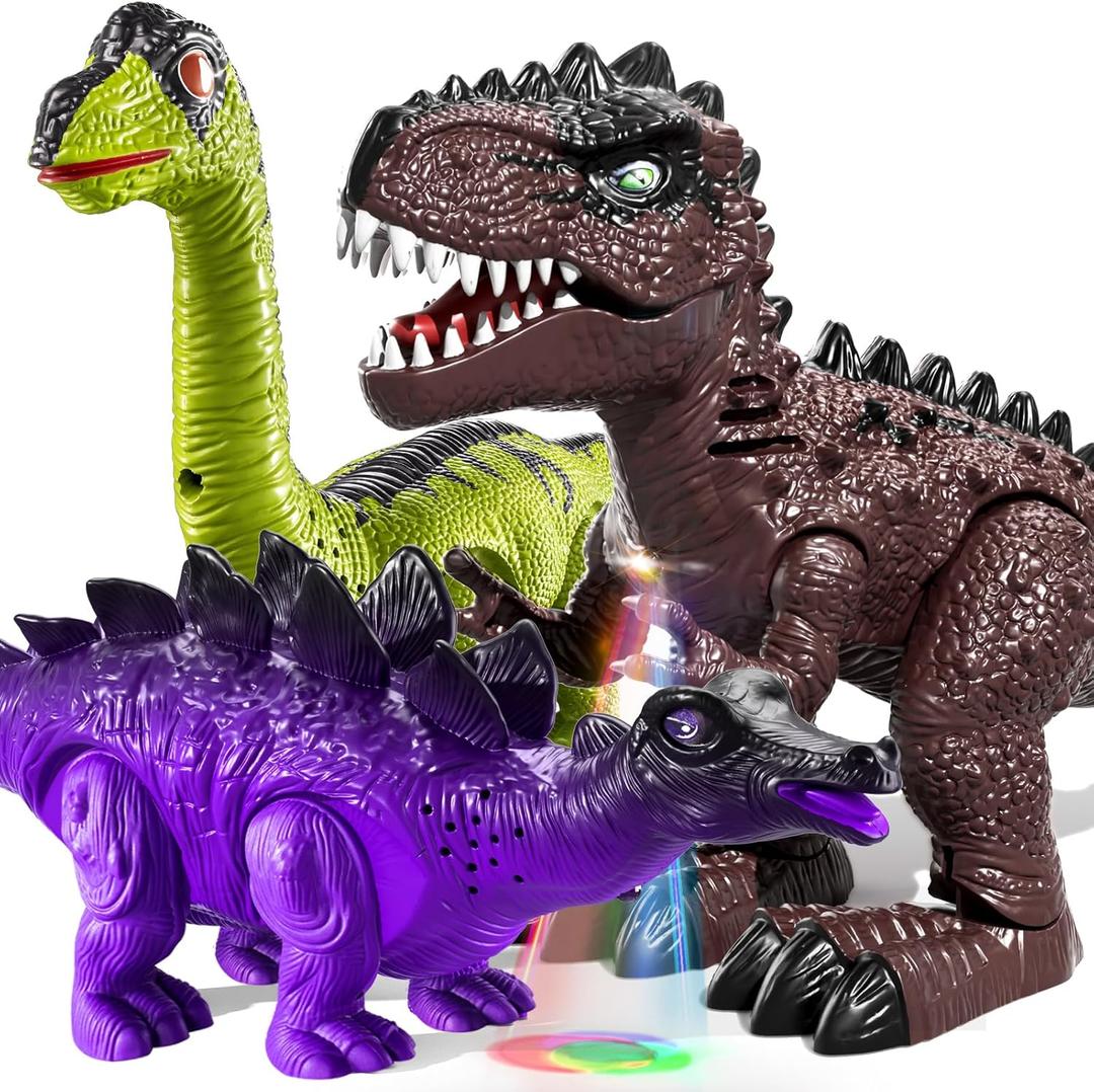 JUKUDAHU Dinosaur Toys for Kids 3 4 5 6 7 8 Years Old - Electronic Walking Dinosaur Figures for Boys 4-7 5-7, Toddler Boys Toys Set for Kids 3-5 with Sound Light, Girls Birthday Gifts Animal Toys