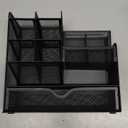Marbrasse Mesh Pen Holder for Desk, Multi-Functional Pencil Organizer with Drawer, Desk Organizers and Accessories for Office Art Supplies (Black)