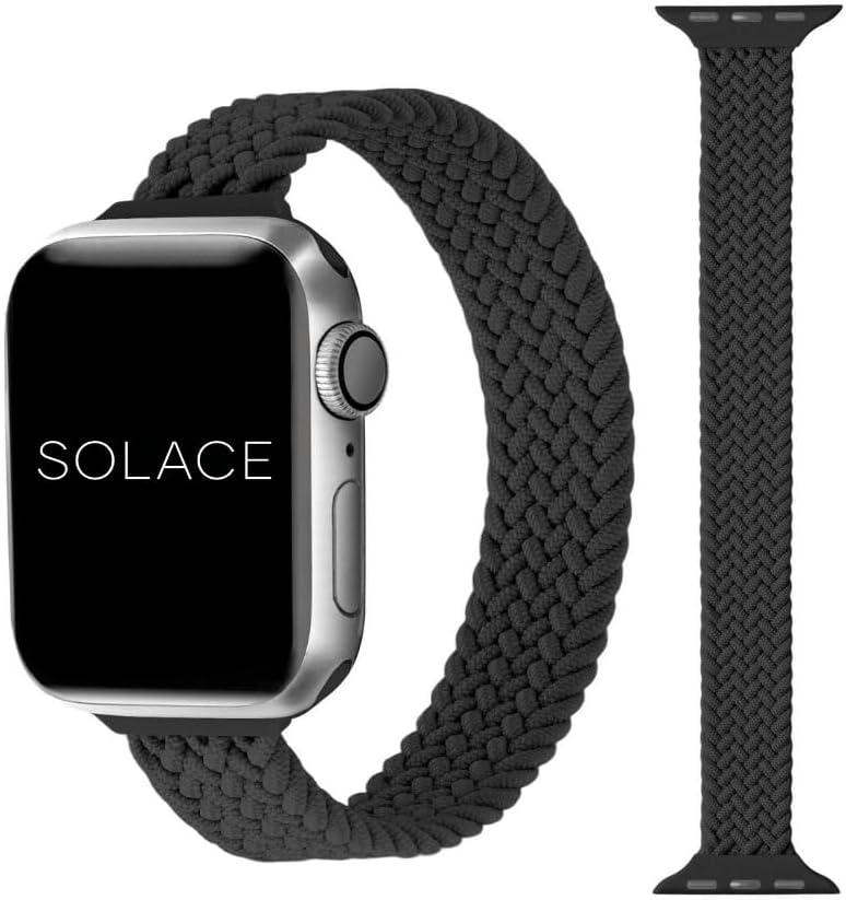Solace Bands Slim Imperium Loop - Compatible with Apple Watch Bands Sport Loop Band for Women and Men, iWatch Bands for 42/44/45MM  Ultra, SE and Series 8 7 6 5 4 3 2 1 (42/44/45MM - S, Black)