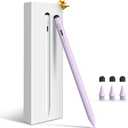 Stylus Pen for iPad, Dual-Tip 13 mins Fast Charge Pencil for Apple, Palm Rejection, Tilt Sensitivity, Compatible w/iPad 6/7/8/9/10, Pro 11/12.9in/M4, Air 3/4/5/M2, Mini 5/6 - Purple